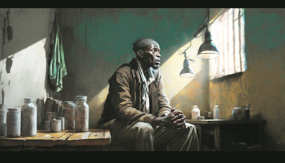 Canvas Wall Art - Canvas Wall Art –Urban African Elderly Man - B1055 - [120 x 80 cm]