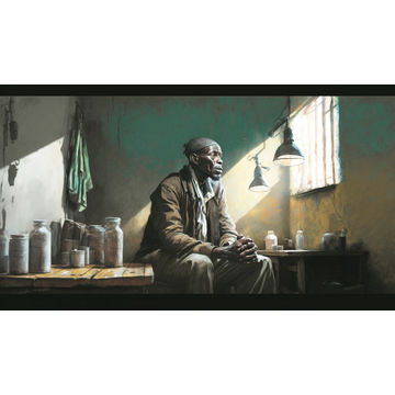 Canvas Wall Art - Canvas Wall Art –Urban African Elderly Man - B1055 - [120 x 80 cm]