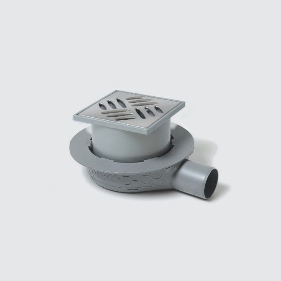 Shower Floor drain 50mm horizontal outlet, 120x120mm Stainless steel grid