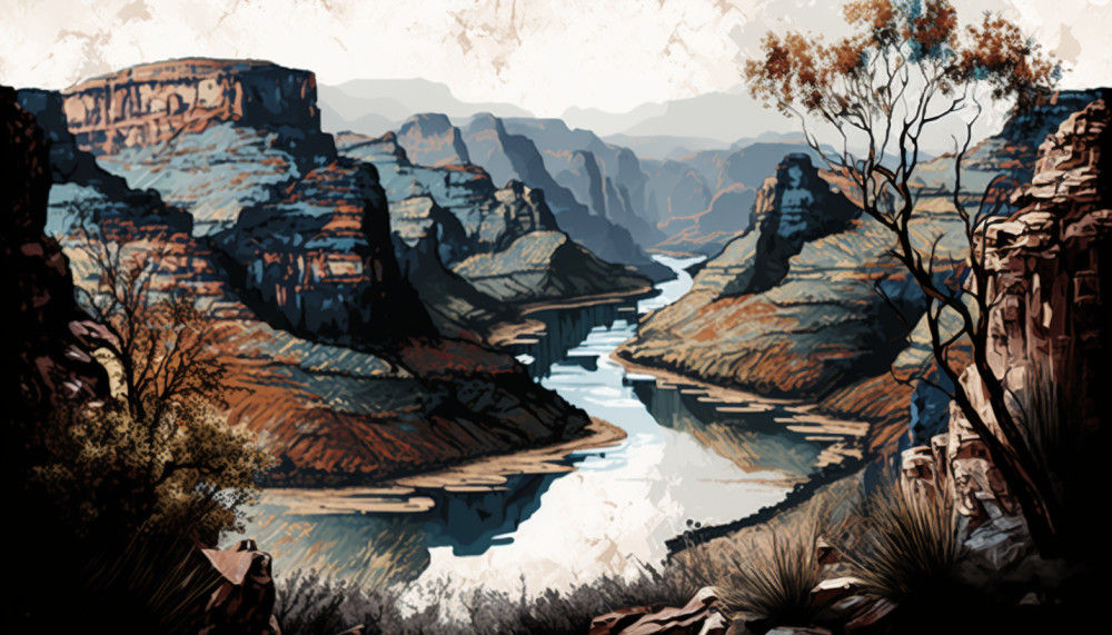 Canvas Wall Art - Canvas Wall Art –Blyde River Canyon Abstract - B1105 - [120 x 80 cm]