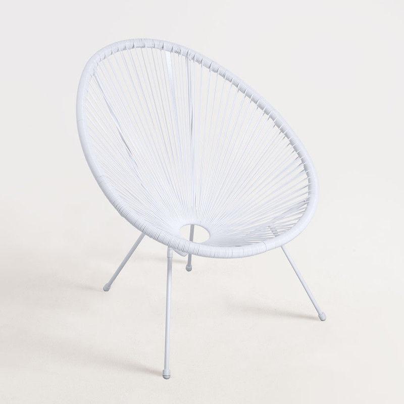 Acapulco Rattan Steel Round Patio Chair White LEROY MERLIN