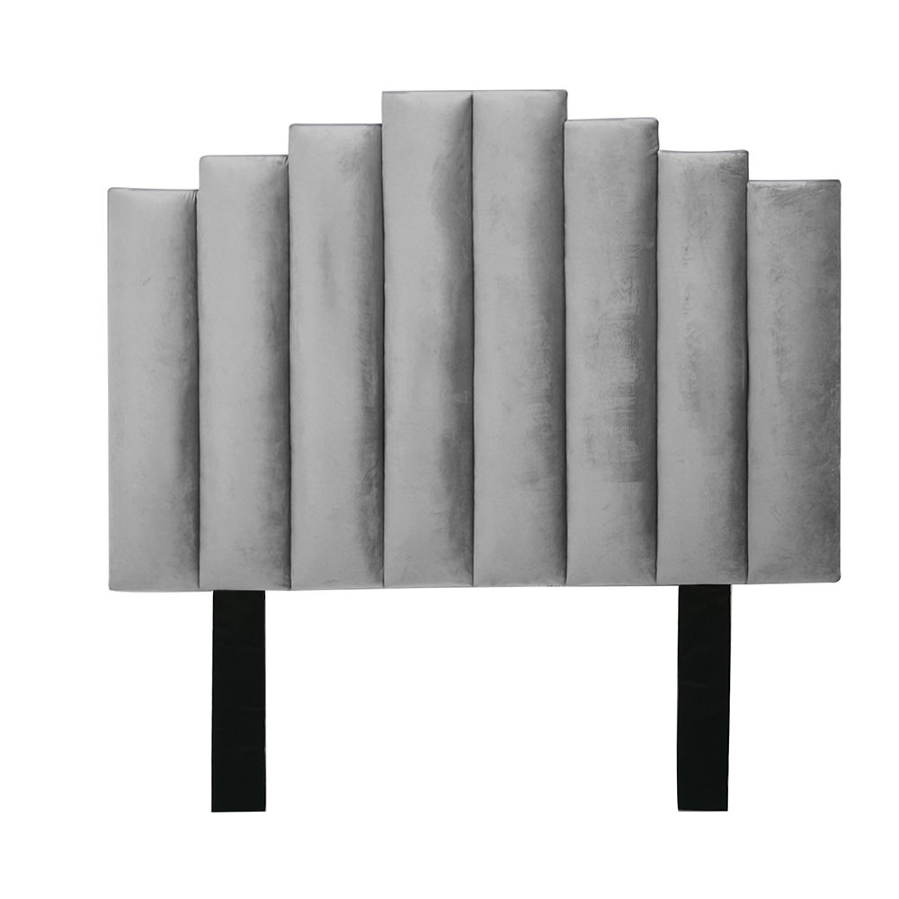 Cahya Steps Panel Headboard Grey Three Quarter