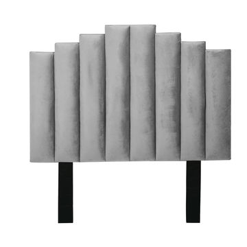 Cahya Steps Panel Headboard Grey Three Quarter