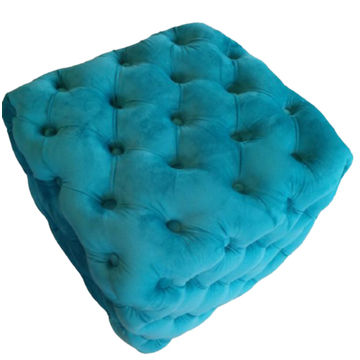 Clementine Square Studio Ottoman  Velvet - Teal