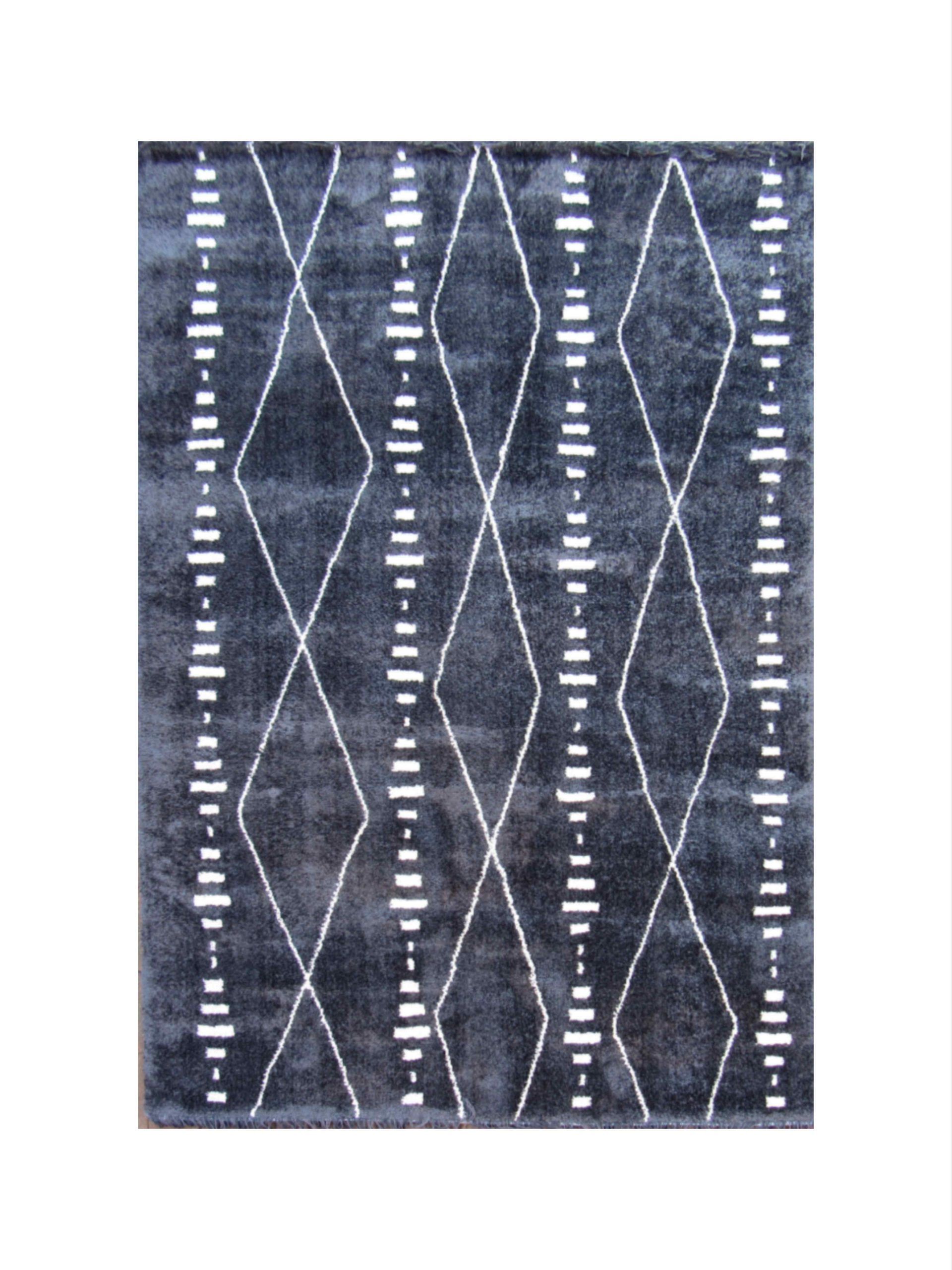 BK Carpets & Rugs - Moroccan Shaggy Inspired Style Indoor Rug - 2m x 2,9m  - Black- White Design