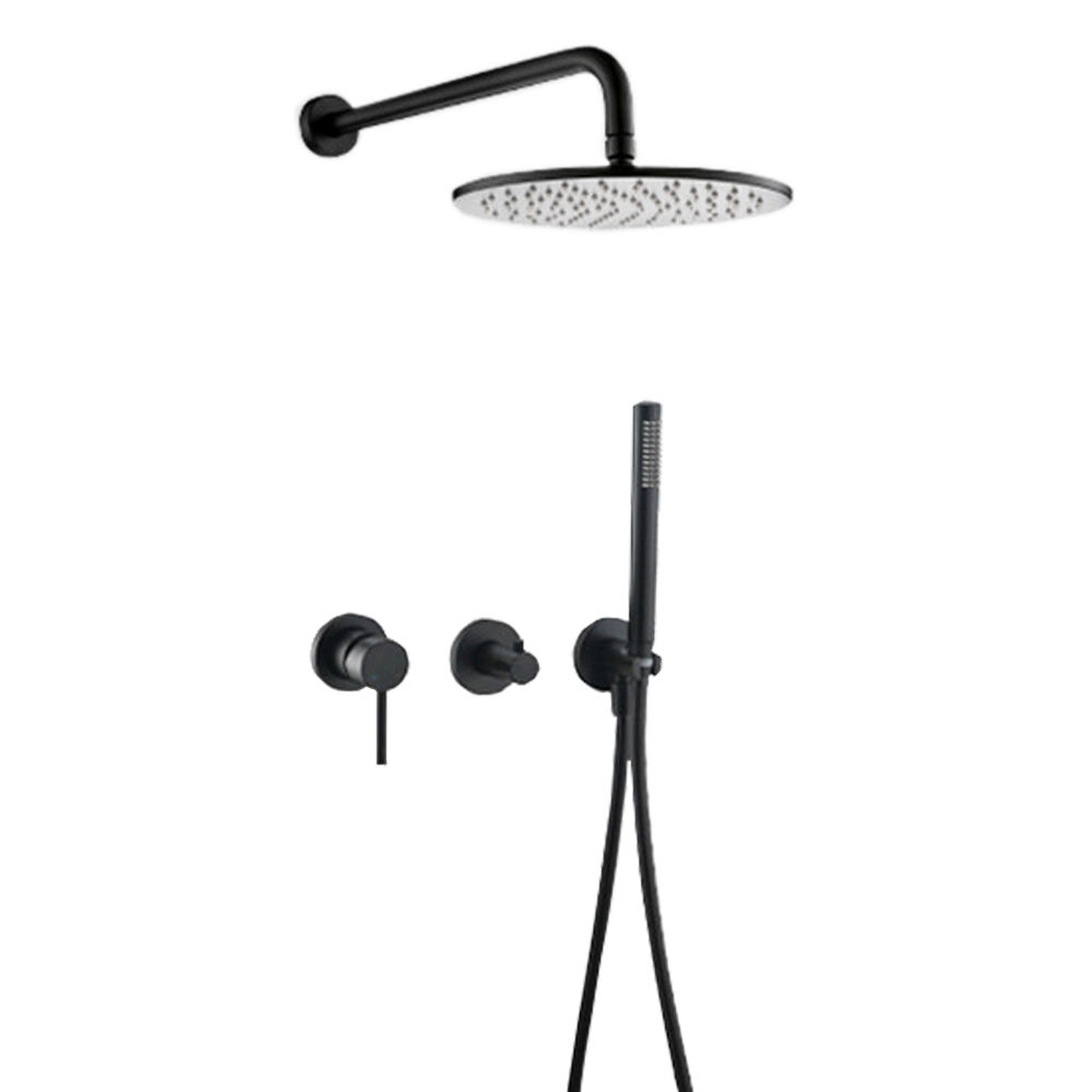 BTB042- Blackened brass concealed shower set with hose
