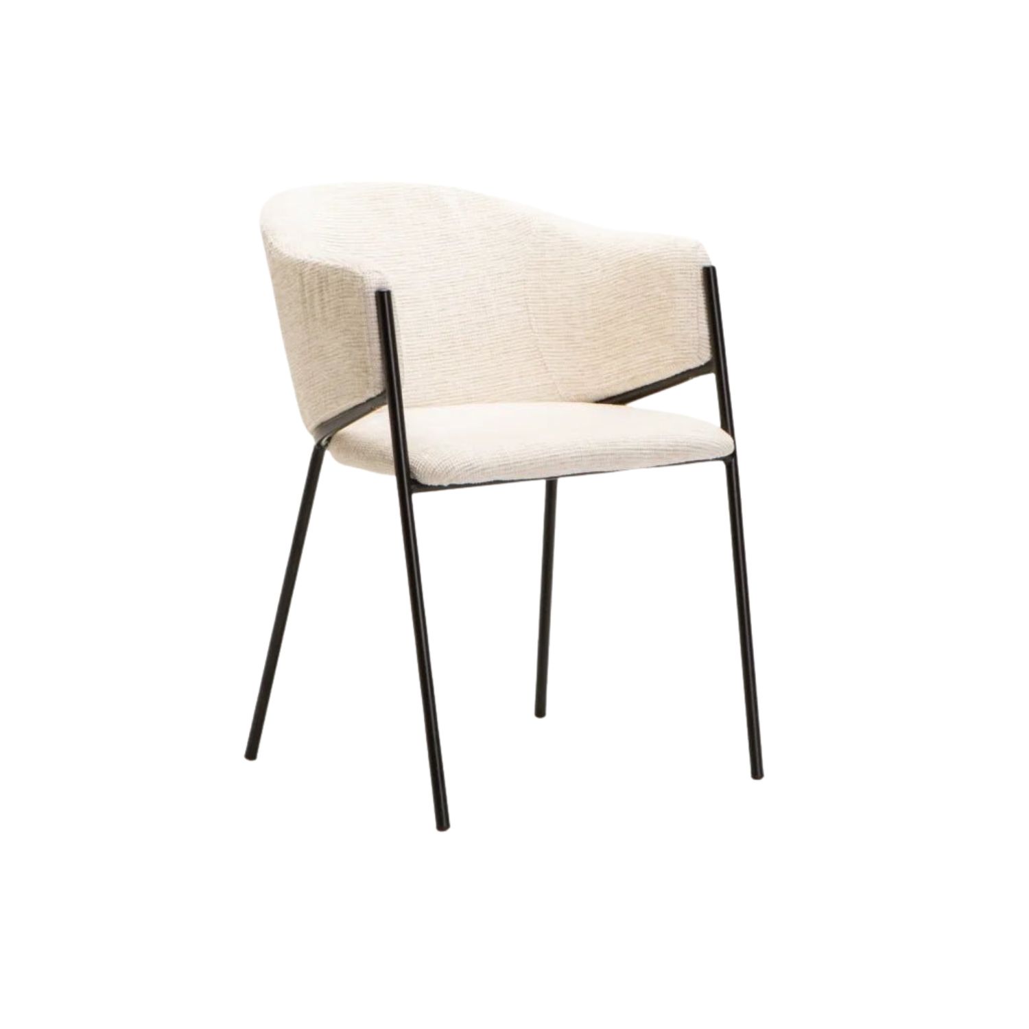 Textured Fabric Padded Dining Chair - Cream