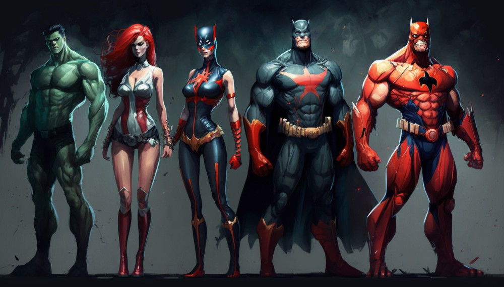 Canvas Wall Art - Canvas Wall Art –Superheroes Interpolated - B1064 - [120 x 80 cm]