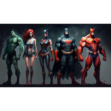 Canvas Wall Art - Canvas Wall Art –Superheroes Interpolated - B1064 - [120 x 80 cm]