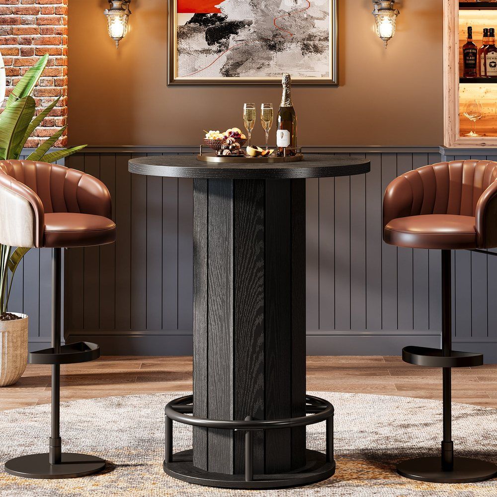 Bragg Monroe Round Bistro Cocktail Bar Table, Black