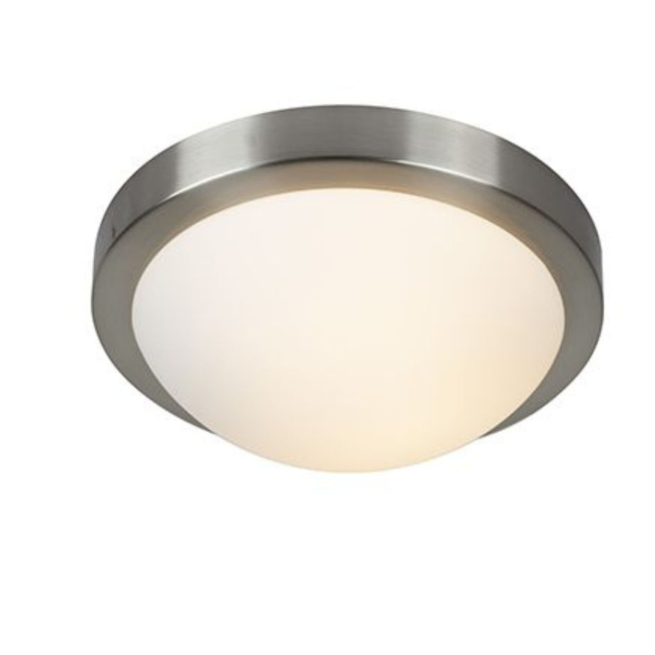 Flat Ceiling Light Satin Chrome E27 1x60w