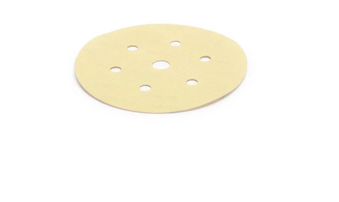 Gold Sanding Disc, Grip, 61 Holes, 150mm, P320 (4 pack) BY WOODLY