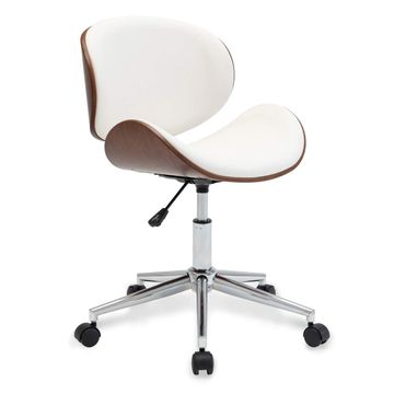 KC FURN-Mid-Century Swivel Office Desk Chair, White
