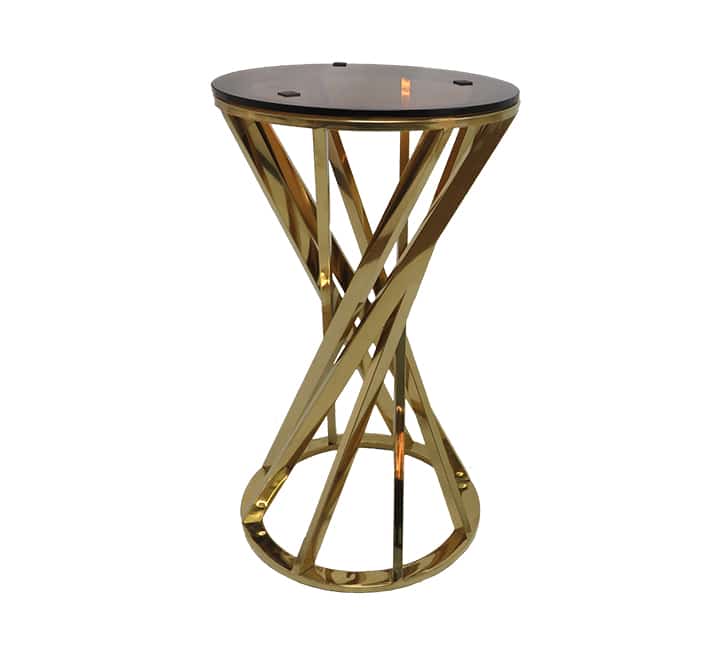 Glass top side table gold (Medium)