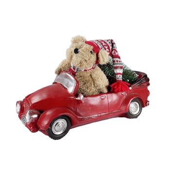 BEAR IN CAR WITH LED LIGHTS 33CM PU-6