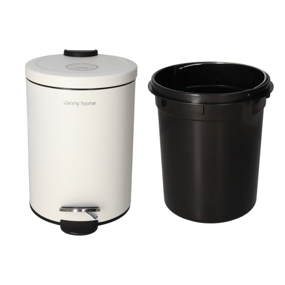 Danny Home White Stainless Steel Pedal Trash Can 3L 2 Pieces