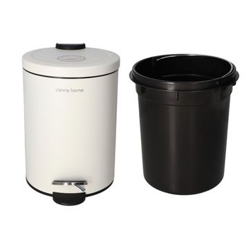 Danny Home White Stainless Steel Pedal Trash Can 3L 2 Pieces