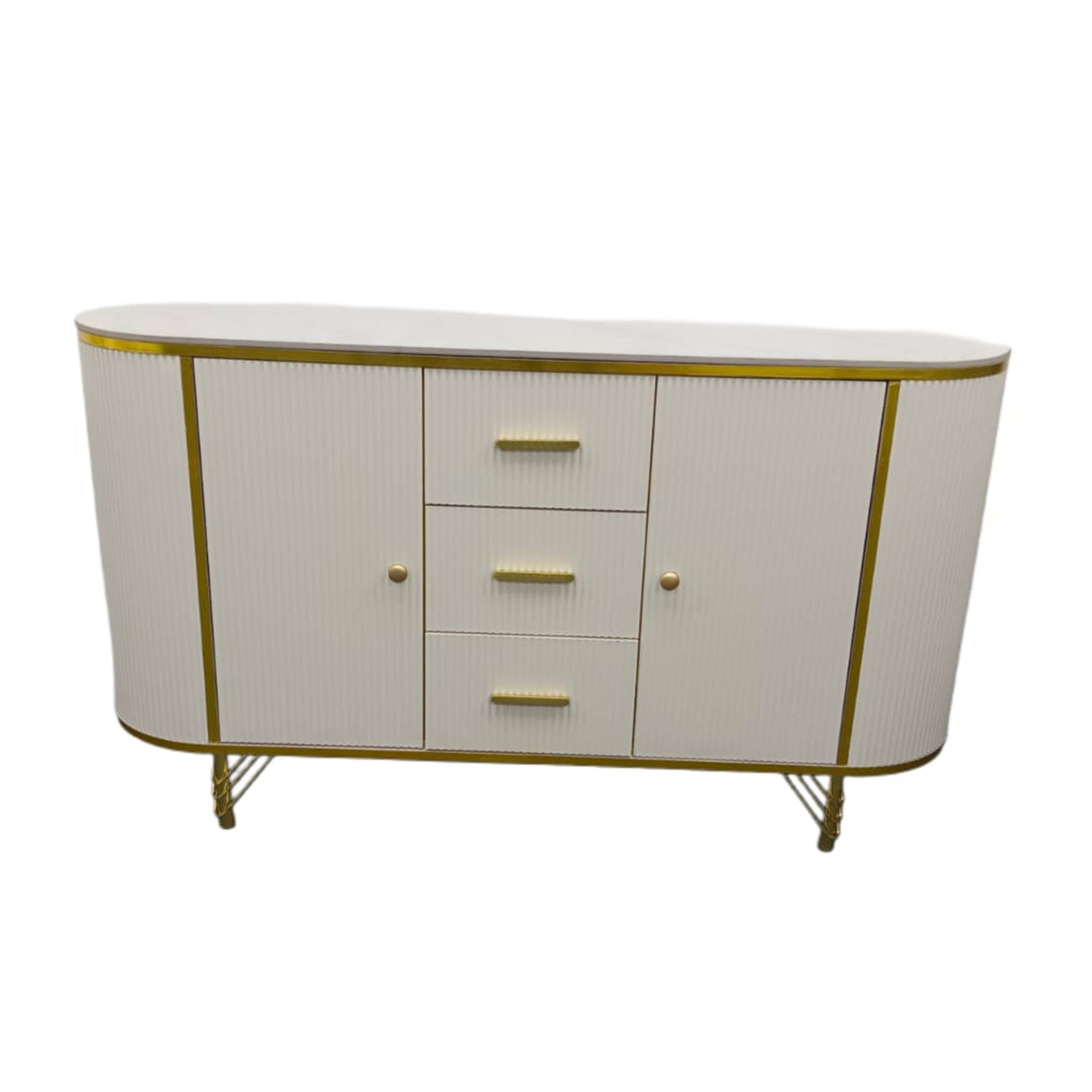 Marble TV Unit Stand - White and Gold