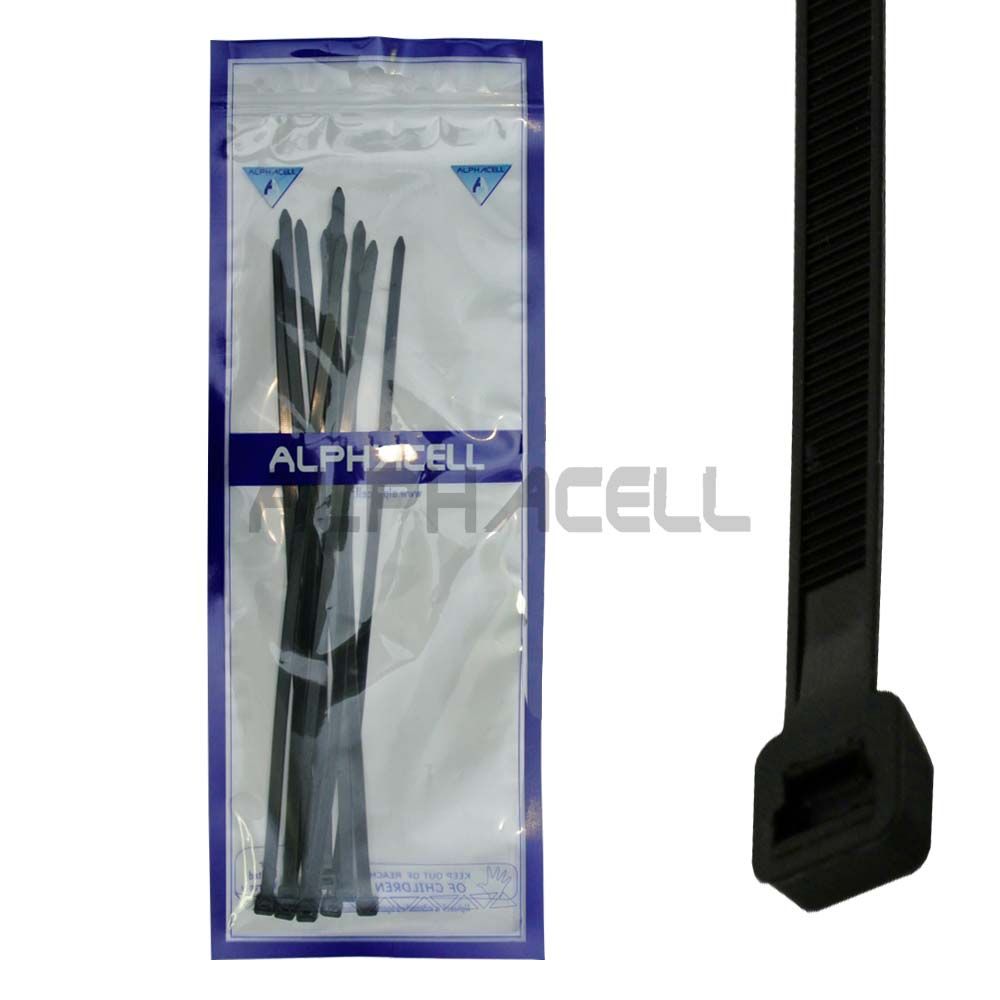 CABLE TIE - 400mmx7.2mm BLACK - 10 pack