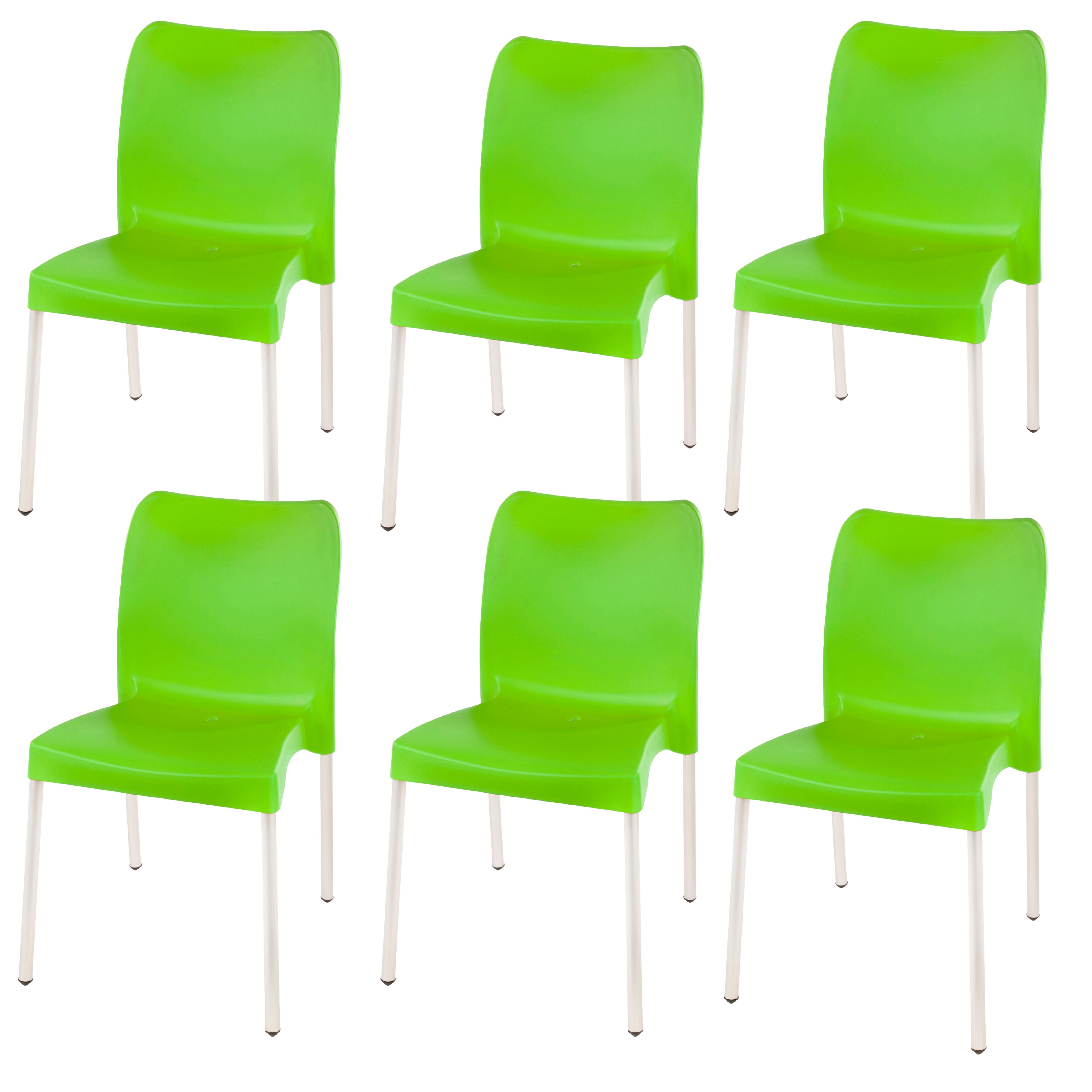 Florence Heavy  Duty Plastic Bistro Chair / Patio Chair / Garden Chair / Stackable - NO ARMRESTS - LIME GREEN  - Set of 6