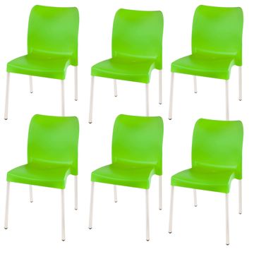 Florence Heavy  Duty Plastic Bistro Chair / Patio Chair / Garden Chair / Stackable - NO ARMRESTS - LIME GREEN  - Set of 6