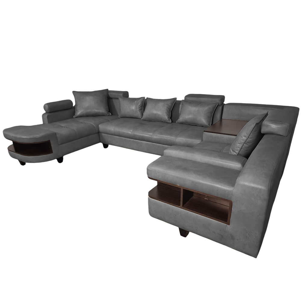 Clarence U Shape Sectional Corner Sofa- SD-Grey