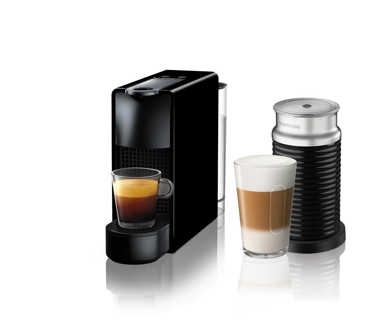 Nespresso Essenza Bundle With Aeroccino Milk Frother - Piano Black