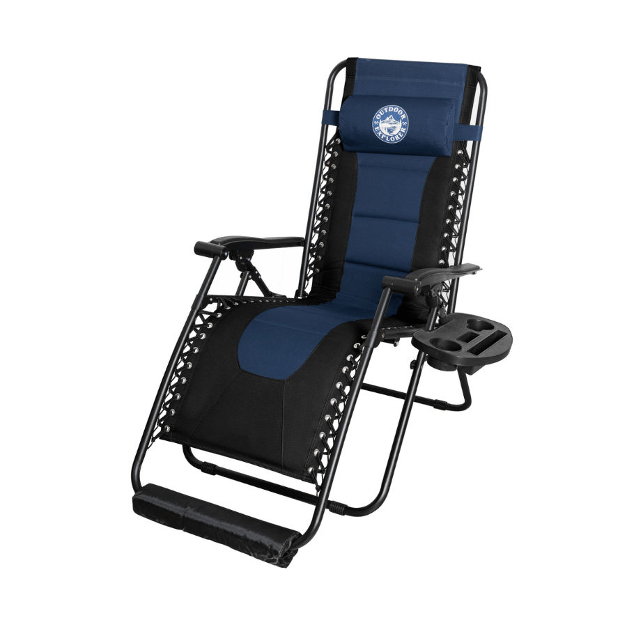 Atlas 150 kg Padded Zero Gravity Camp Lounger Chair - 65cm Wide