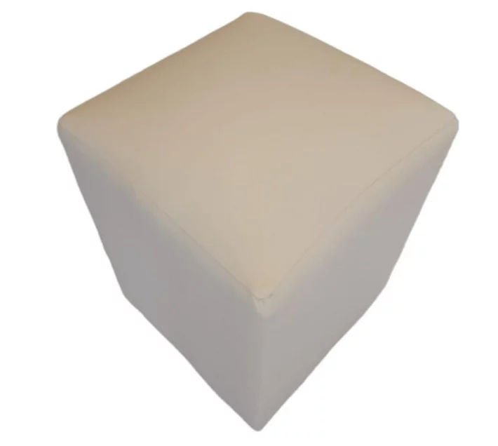 Rectangular Cream Leather Ottoman