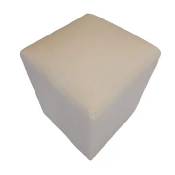 Rectangular Cream Leather Ottoman