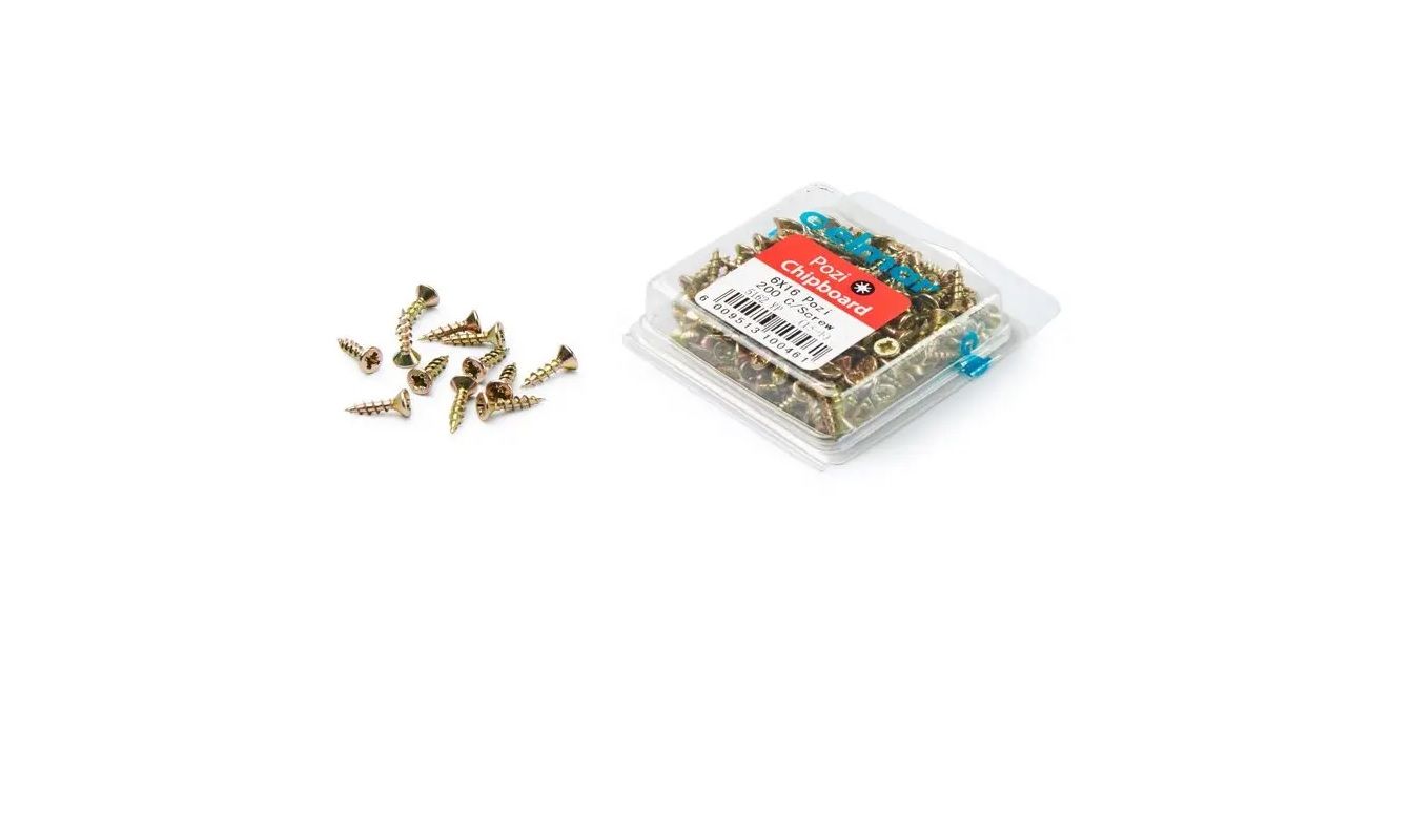 Chipboard Screws, Pozi, No.6, 3.5mm x 16mm, 200 Pieces (4 pack) BY WOODLY