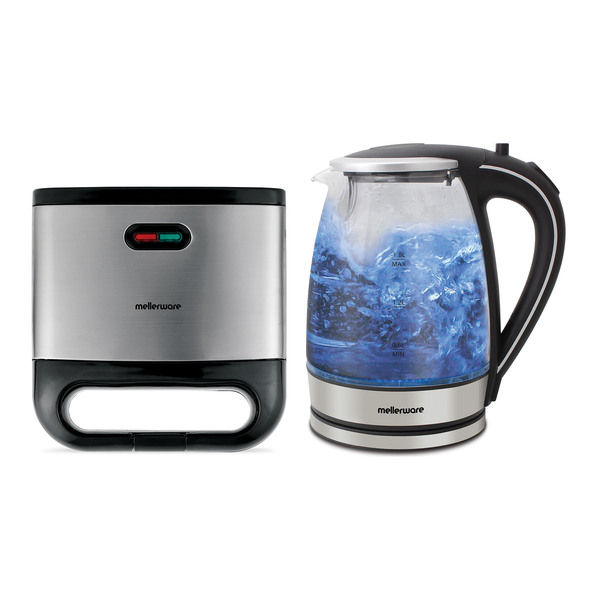 Mellerware Pack 2 Piece Glass Kettle Sandwich Maker "Starter Pack"