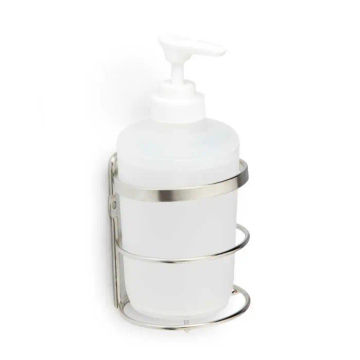 Woodly Dispenser Holder, Wall Mount, Stainless Steel, Including Bottle