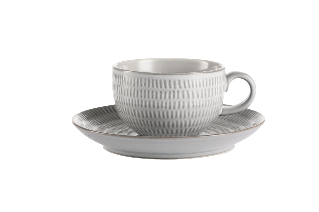 YVONNE CHAKA CHAKA - Rice Cup & Saucer Grey Set of 4