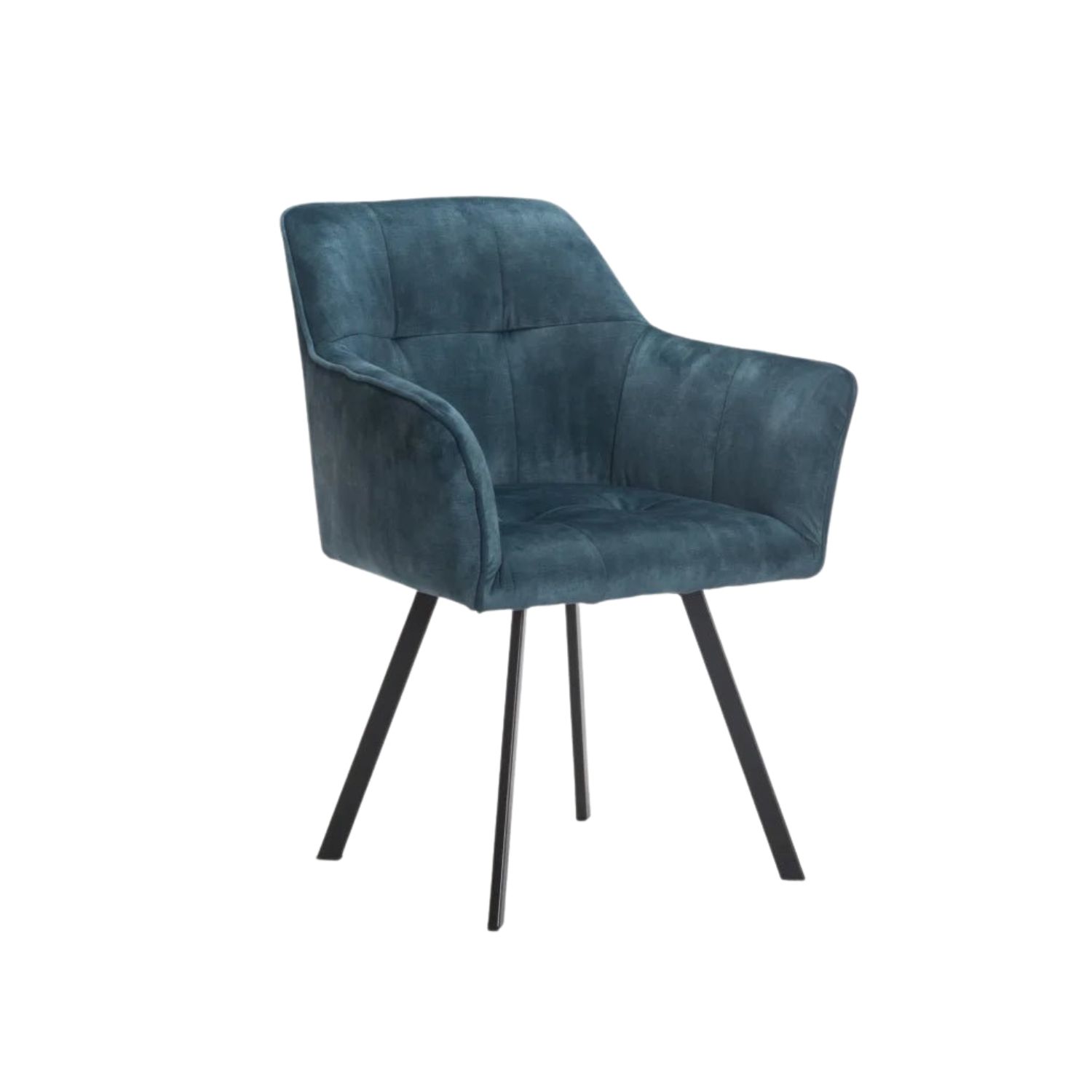 Luxury Velvet Dining Chair with Tufted Arms - Teal