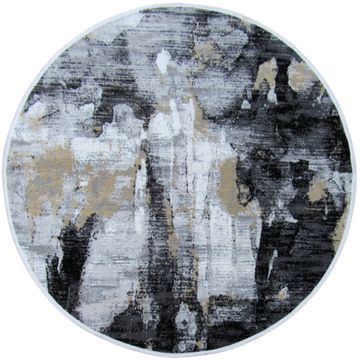 BK Carpets & Rugs – Modern Round Rug   - Black   -  Beige  - White-   2.4m x 2.4m