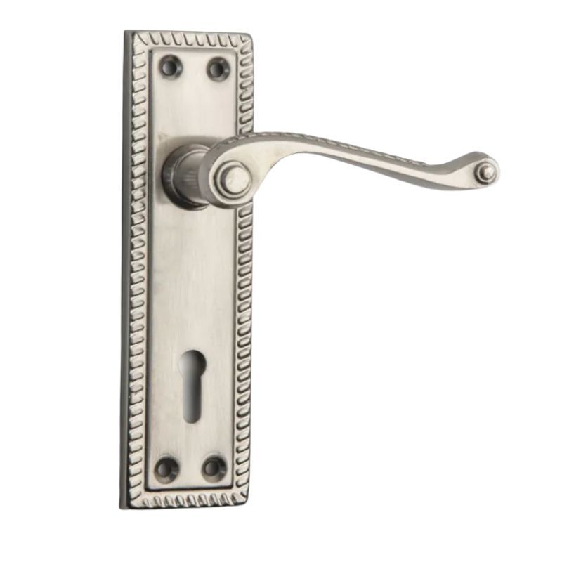 Georgian Door Handle, Brushed Satin Nickel
