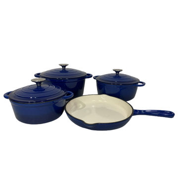 Pot set 7 Piece Cast Iron Grooved Lid - Kitchen Essentials