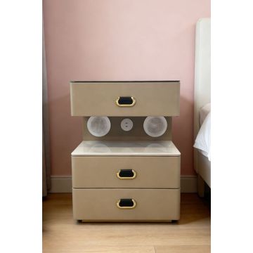 Smart 3-Drawer Nightstand with Built-In Speakers-Beige