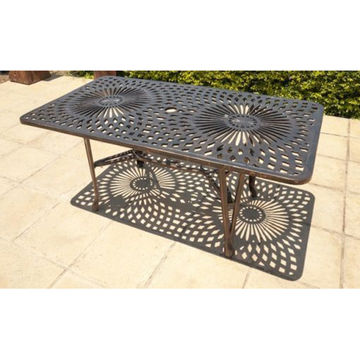 Ageless & Beautiful! Cast Aluminium Patio Table  / Garden Table / Outdoor Table King - Diamond - Rectangle (157cm x 85cm)