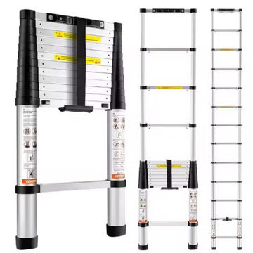 Telescoping Ladder Collapsible Extension Ladder with Spring Loaded Locking Mechanism Portable Ladder for Household Outdoor