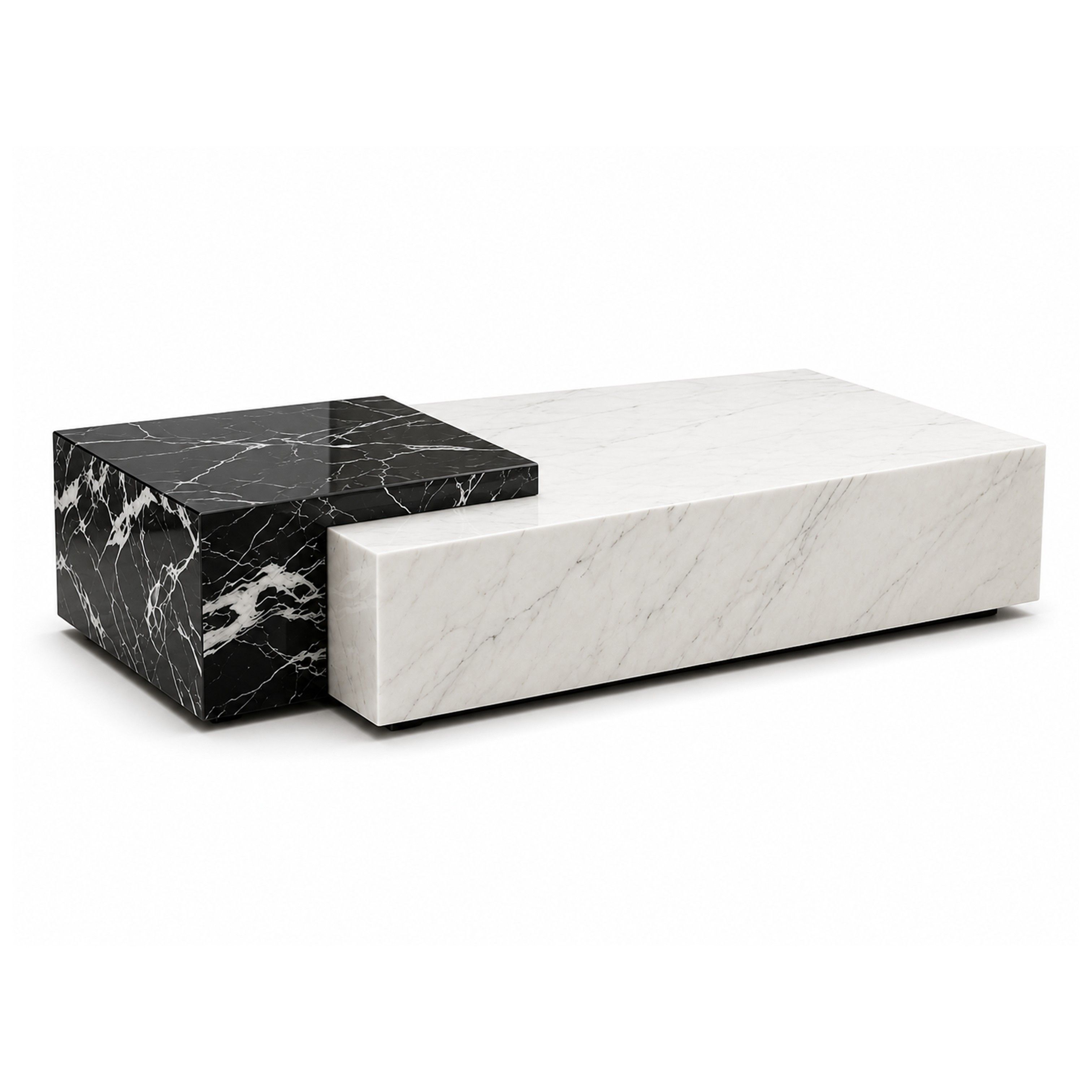 Madiega Furniture - Modern Black & White Marble Coffee Table Set