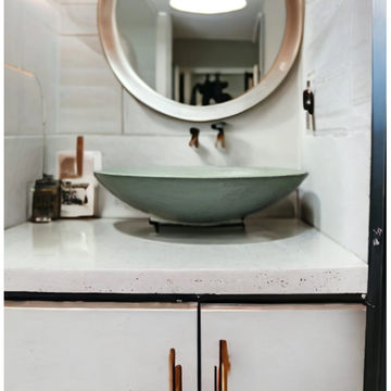 Green Concrete Oval Basin 50x35x15cm - High Strength, Chip Resistant