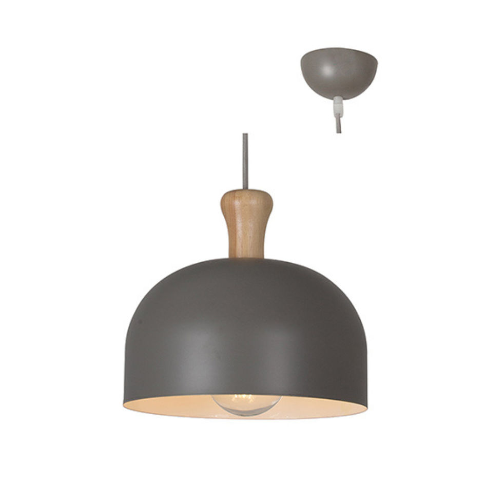 Pendant Metal And Wood Grey