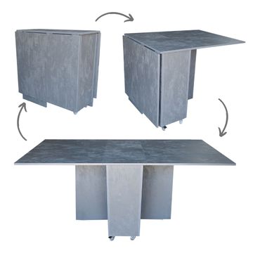 Folding 4 in 1 Console Desk Table on Wheels - Ltd Edition Graphite