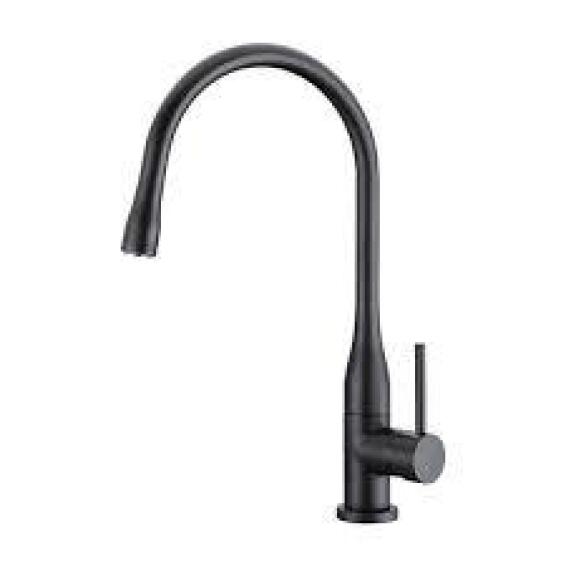 Bijiou Kitchen Sink Mixer Tap Cher Single Lever Black H39.5Cm Spout Reach 25.1Cm