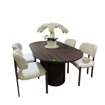 Madiega Furniture - 4-Seater Elegant Oval Dining Set