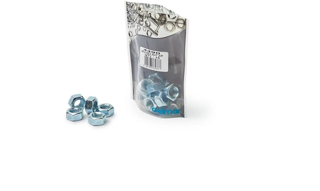 Hex Nuts, High Tensile, M12 x 19mm, 15 Pieces (4 pack) BY WOODLY