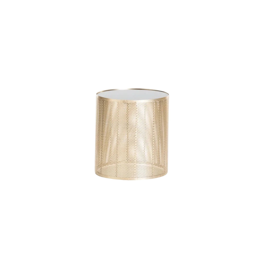 Vividitto - Baracks 41cm Round Metal Glass Top Table - Clear