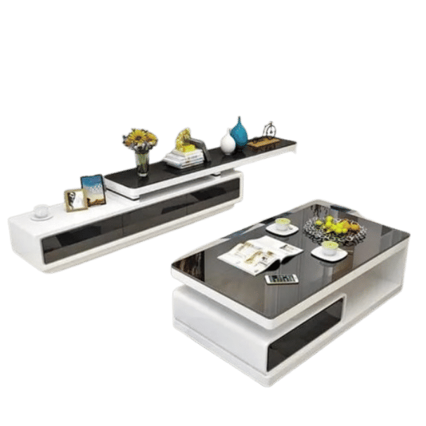 LBM FURN-Segovia Coffee Table and Tv Stand Set- Black & White